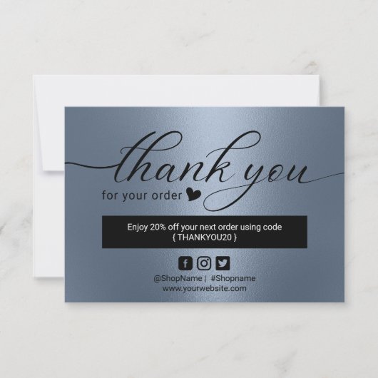 Modern Dusty Blue Order Hartelijk dank Bedankkaart (Voorkant)