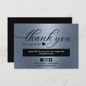 Modern Dusty Blue Order Hartelijk dank Bedankkaart (Voorkant / Achterkant)