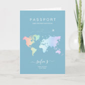 Modern Dusty Blue Passport Wereldkaart Baby shower (Voorkant)