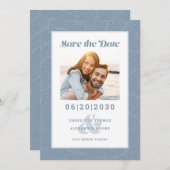 Modern Dusty Blue Pattern | De datumfoto opslaan Save The Date (Voorkant / Achterkant)