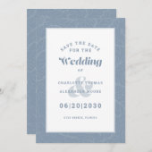 Modern Dusty Blue Pattern Wedding Verloving Save Save The Date (Voorkant / Achterkant)