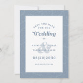Modern Dusty Blue Pattern Wedding Verloving Save The Date (Voorkant)