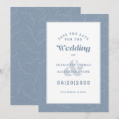 Modern Dusty Blue Pattern Wedding Verloving Save The Date (Voorkant / Achterkant)