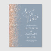 Modern Dusty Blue Peach Save Date Magnetische Kaar (Voorkant)