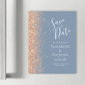 Modern Dusty Blue Peach Save Date Magnetische Kaar