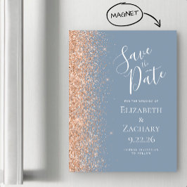 Modern Dusty Blue Peach Save Date Magnetische Kaar