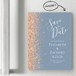 Modern Dusty Blue Peach Save Date Magnetische Kaar