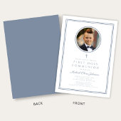 Modern Dusty Blue Photo Boy First Holy Communion Kaart