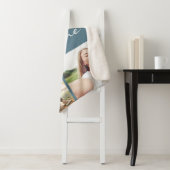 Modern Dusty Blue Photo Collage Dog Sherpa Deken (In situ)