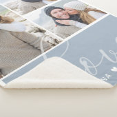 Modern Dusty Blue Photo Collage Love Personalized Sherpa Deken (3/4)