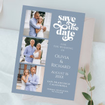 Modern Dusty Blue Photo Collage Wedding
