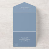 Modern Dusty Blue Photo Wedding RSVP All In One Uitnodiging (Buitenkant)