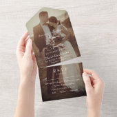 Modern Dusty Blue Photo Wedding RSVP All In One Uitnodiging (Afscheurbaar)