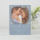 Modern Dusty Blue Photo Wedding Save the Date (Staand voorkant)