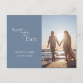 Modern Dusty Blue Photo Wedding Save the Date Briefkaart (Voorkant)