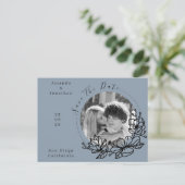 Modern Dusty Blue Photo Wedding Save the Date Briefkaart (Staand voorkant)