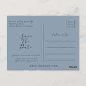 Modern Dusty Blue Photo Wedding Save the Date Briefkaart (Achterkant)