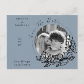 Modern Dusty Blue Photo Wedding Save the Date Briefkaart (Voorkant)