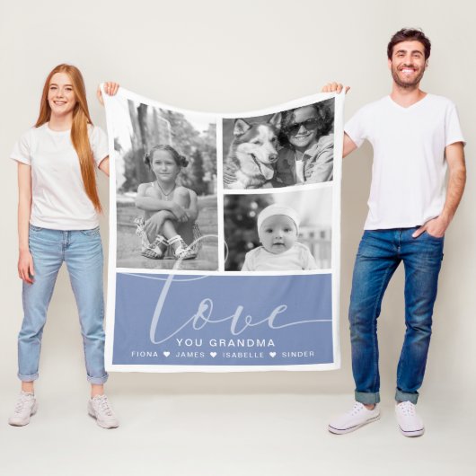 Modern Dusty Blue Photos Love Personalized Fleece Deken (In situ)
