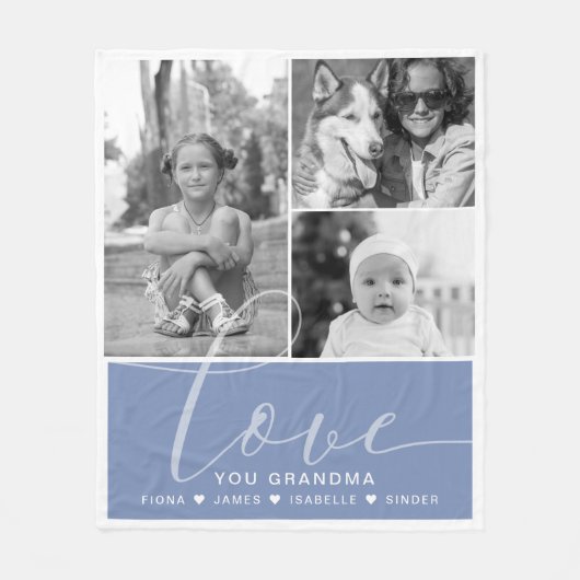 Modern Dusty Blue Photos Love Personalized Fleece Deken (Voorkant)