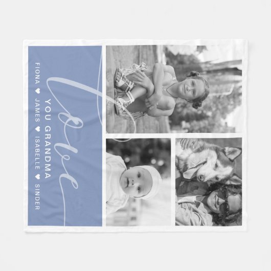 Modern Dusty Blue Photos Love Personalized Fleece Deken (Voorkant (Horizontaal))