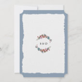 Modern Dusty Blue Pink Flowers Gold Wedding Kaart (Achterkant)