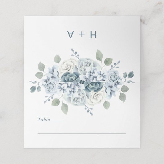 Modern Dusty Blue Plaatskaartje (Buitenkant ongevouwen)