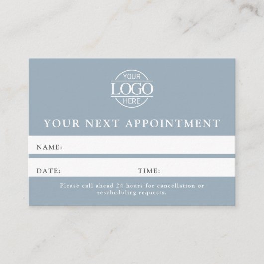 Modern Dusty Blue Professional Simple Reminder Afsprakenkaartje (Voorkant)