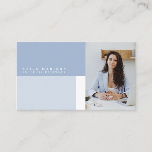 Modern Dusty Blue Professional Visitekaartje (Voorkant)