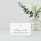 Modern Dusty Blue Ribbon Boeken voor Baby Kaart (Staand voorkant)