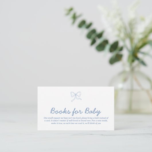 Modern Dusty Blue Ribbon Boeken voor Baby Kaart (Staand voorkant)