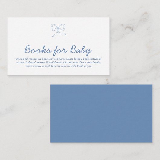 Modern Dusty Blue Ribbon Boeken voor Baby Kaart (Voorkant / Achterkant)