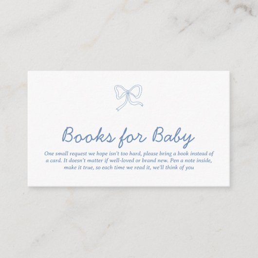 Modern Dusty Blue Ribbon Boeken voor Baby Kaart (Voorkant)