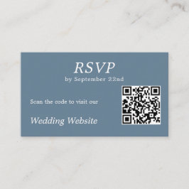Modern Dusty Blue RSVP QR Code Bruiloft Website Informatiekaartje