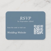 Modern Dusty Blue RSVP QR Code Bruiloft Website Informatiekaartje (Voorkant)