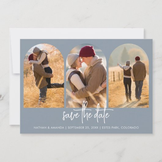 Modern Dusty Blue Save The Date (Voorkant)