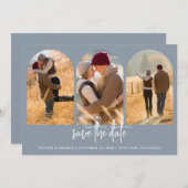 Modern Dusty Blue Save The Date (Voorkant / Achterkant)