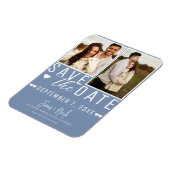 Modern Dusty Blue Save the Date 2 Foto Bruiloft Magneet (Linkerzijde)