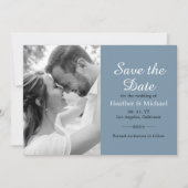 Modern Dusty Blue Save the Date QR Code Weddenscha Kaart (Voorkant)