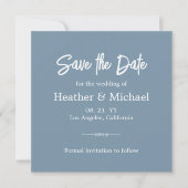 Modern Dusty Blue Save the Date QR Wedding Kaart (Voorkant)