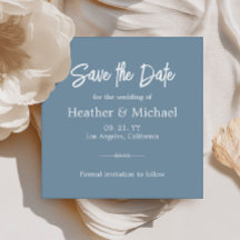 Modern Dusty Blue Save the Date QR Wedding