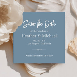Modern Dusty Blue Save the Date QR Wedding Kaart