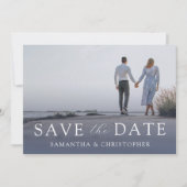 Modern Dusty Blue Save the Date Wedding Feestdagenkaart (Voorkant)