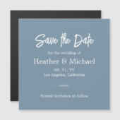 Modern Dusty Blue Save the Date Wedding Magnetische Uitnodiging (Voorkant / Achterkant)