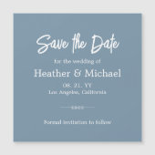 Modern Dusty Blue Save the Date Wedding Magnetische Uitnodiging (Voorkant)