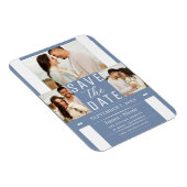 Modern Dusty Blue Save the Date Wedding Photo Magn Magneet (Rechterzijde)