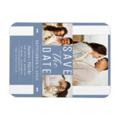 Modern Dusty Blue Save the Date Wedding Photo Magn Magneet (Horizontaal)