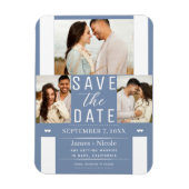 Modern Dusty Blue Save the Date Wedding Photo Magn Magneet (Verticaal)