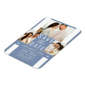 Modern Dusty Blue Save the Date Wedding Photo Magn Magneet (Linkerzijde)