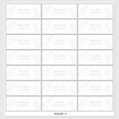 Modern Dusty Blue Script Botanical Guest Address Sticker (Vel)